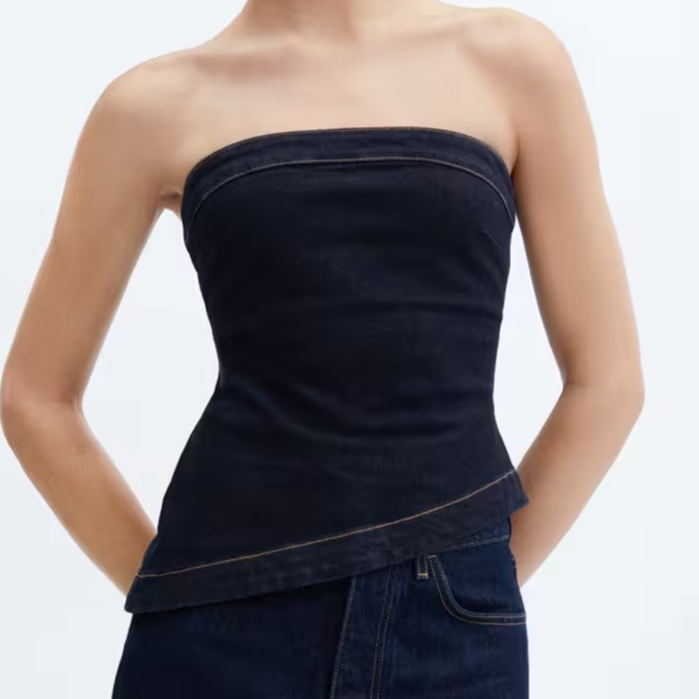 Mango Black Strapless Top